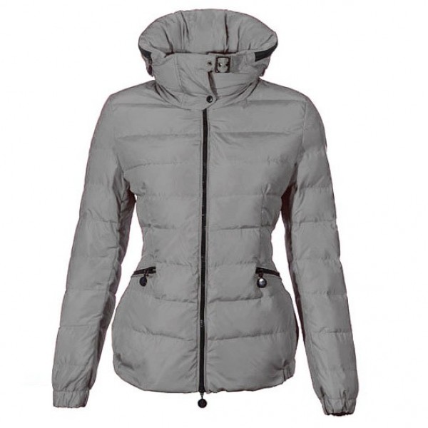 Moncler semplice grigio a collo alto e zip Cappotti